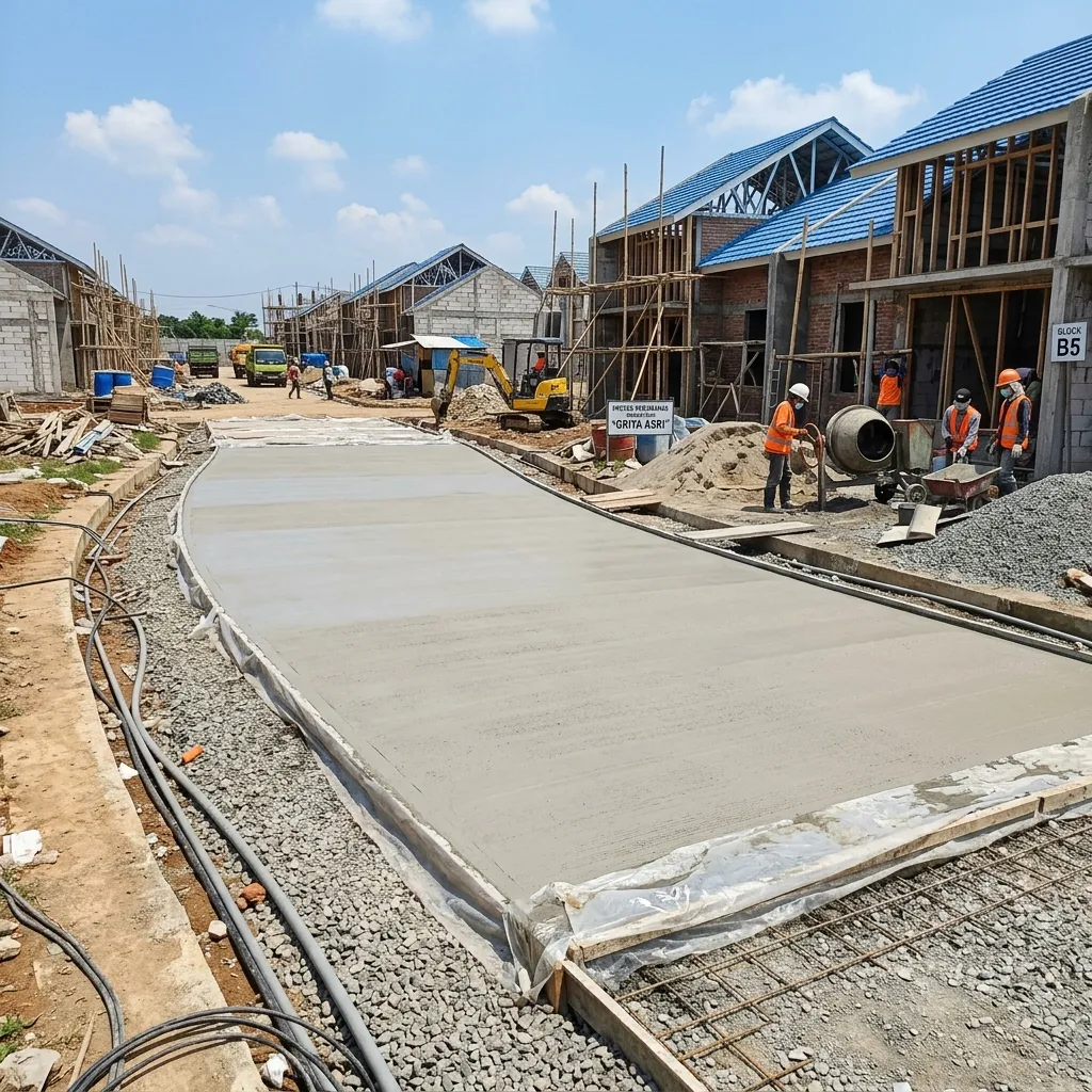 Update pengerjaan cor jalan beton di Perumahan Endah Residence II
